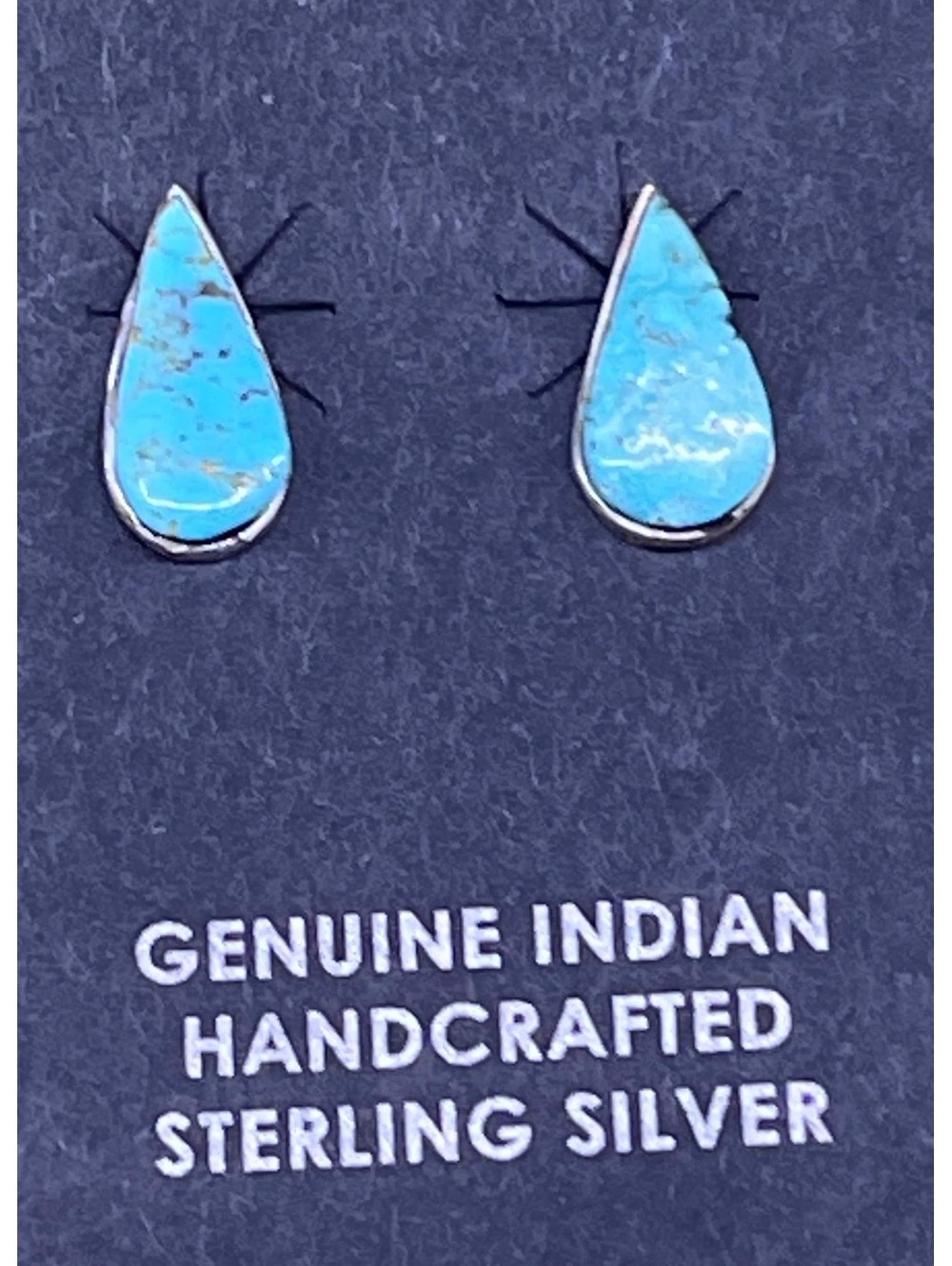 Zuni cluster turquoise sterling silver earrings post stud teardrop